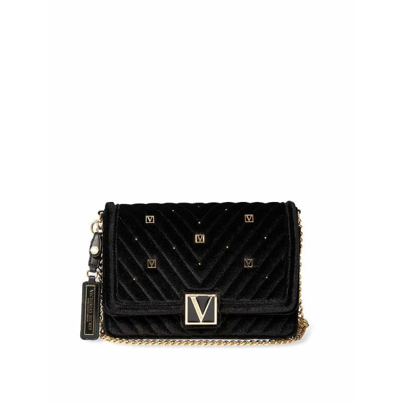 Geanta, Victoria's Secret, The Victoria Mini Shoulder Bag, Black Velvet